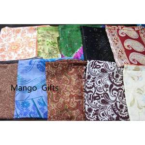 Vintage <b>Indian</b> Satin Silk Sari Large Size Dupatta Head Wrap Shawl Lightweight Digital Printed Viscose Material - Product Image 3