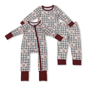 Pyjamas et combinaisons à manches longues à carreaux turcs pour filles, prêts à expédier (RTS) / OEM / ODM, pour Thanksgiving, ensemble de vêtements pour filles - Product Image 2