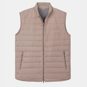 Chaqueta de Gamuza Acolchada Informal de Alta Calidad, Ajustada, Transpirable, Ecológica, Diseño Invernal, Beige, Sin Mangas, con Logotipo Frontal - Product Image 4