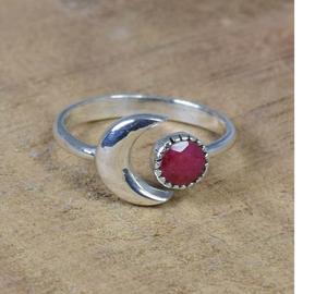 Rubis 925 Sterling Silver Facetted Gemstone Ring Bijoux faits à la main Cadeau pour Noël Juillet Birthstone - Product Image 1