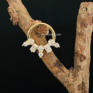 14K Or Massif Multi Pierre Diamant Septum Clicker Fine Jewelry. - Product Image 2