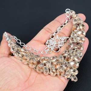 925 <b>Sterling</b> <b>Silver</b> Peach Morganite <b>Necklace</b> Handmade Christian Religious Jewelry with Link Chain for Wedding and Occasions - Product Image 3