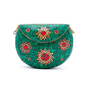 Bolso de mano verde, bolso de mano metálico con aspecto brillante, bolso formal para mujer, moda femenina - Product Image 1