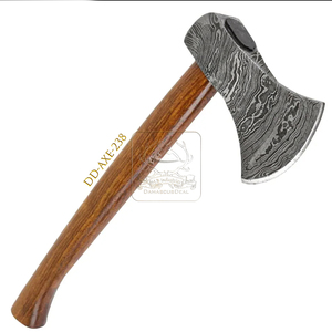 Hacha de doble hoja de acero de Damasco estilo vikingo con mango de madera para bushcraft al aire libre, 400 mm, modelo DD-AXE235, venta al por mayor - Product Image 3