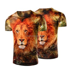 T-Shirt Casual da Uomo Personalizzata con Ricamo Leone, Scollo <span class=keywords><strong>a</strong></span> V, Manica Corta, Bordo <span class=keywords><strong>a</strong></span> Contrasto, Asciugatura Rapida in Poliestere - Product Image 3