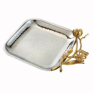 Nouvelle arrivée : Plateau de service rectangulaire en métal avec poignée, fait main, pour mariage, décoration de table - Product Image 4