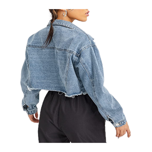 Chaquetas Vaqueras Casuales Hechas a Mano 100% Algodón para Mujer, Diseño Desgastado, Chaqueta Vaquera de Moda para Mujer - Product Image 6