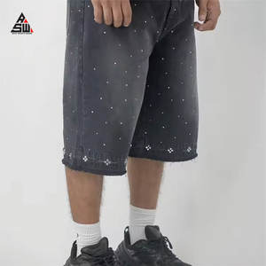 Shorts en laine personnalisés pour hommes, jorts streetwear Y2K, coupe droite classique, été décontracté, taille élastique, 100% coton uni - Product Image 5