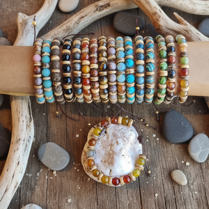 Colorful Natural <b>Stone</b> <b>Beaded</b> Bracelets with Gold Accents Trendy Resale Appeal Fashion Accessory - Product Image 3
