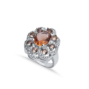 Cluster Sultanite Cluster Ring Oval Center avec Mini Sultanite Halo Color-Change Gemstone Bijoux en argent sterling 925 en gros - Product Image 1