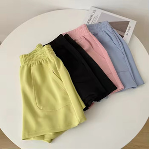 Women Fitness Gym Yoga Shorts Latest Summer Wholesale Shorts Quick Dry Polyester/Cotton Workout <b>Elastic</b> <b>Waist</b> With Pockets - Product Image 3