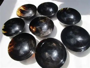 Ensaladera de cuerno de búfalo ecológica hecha a mano de 10 \ "Técnica pulida - Product Image 2