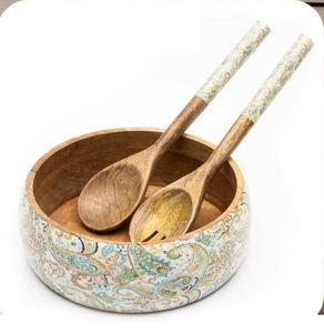 Bol de service en bois à prix abordable avec service à salade Design émaillé pour servir la salade, les fruits et la nourriture Bol de vaisselle de table - Product Image 3