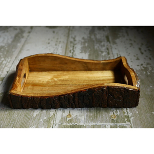 Plateau de service en bois rustique écologique naturel, assiettes, plat de petit-déjeuner, plateau de nourriture en bois pour restaurant à la maison de bonne qualité - Product Image 2