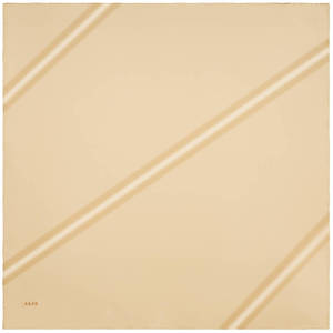 Beige Silk <b>Square</b> <b>Scarf</b> with Striped and Bow Pattern - Product Image 1