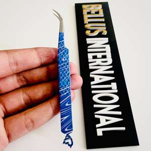 Pince à cils en acier inoxydable avec logo privé outils d'extension de cils imprimés en papier bleu fabriqués au Pakistan approvisionnement en usine de beauté - Product Image 6