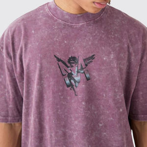 T-shirt pour hommes de coupe carrée en gros T-shirts vintage lourds T-shirt personnalisé court pour hommes - Product Image 6