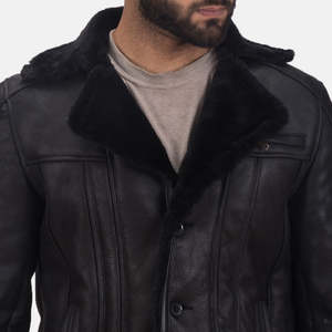 Abrigo de Cuero GLOBAL LEATHER para Hombre, Modelo Furcliff, Doble Cara, con Capucha, Estilo Vintage, Forrado de Lana, Tipo Gabardina - Product Image 5