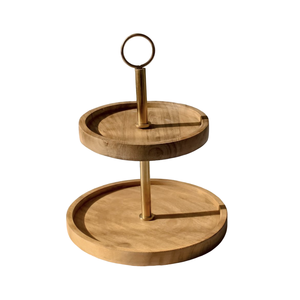 Présentoir de service à gâteau en acier inoxydable à 2 niveaux de créateur fait à la main Accent décoratif unique et élégant pour la maison Couleur or Look fantaisie à 2 niveaux - Product Image 4