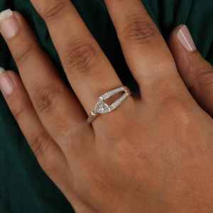 1.00 Carat Trillion Cut Lab Grown Diamond <b>Unique</b> Design Wedding Engagement Ring <b>Gift</b> <b>for</b> <b>Her</b> 14k White Gold - Product Image 5