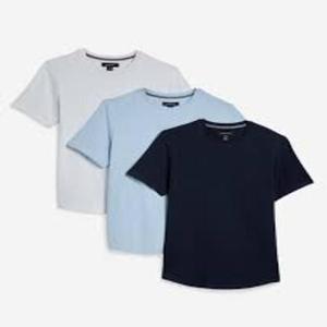 เสื้อยืดพอดีตัวสำหรับผู้ชายคอกลมแขนสั้น100% ผ้าคอตตอนออร์แกนิคทรงสลิมฟิต - Product Image 3