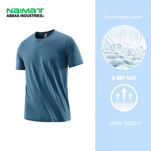 Venta al por mayor de tela de LICRA elegante con poliéster cuello redondo Camiseta entrenamiento diseñado deporte hombres camiseta con logotipo - Product Image 3