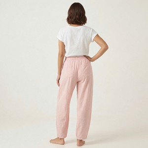 Pantalones Anchos Casuales Ligeros y Transpirables con Cintura Media y Cordón Ajustable, 100% Chifón, Primavera - Product Image 2