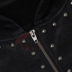 Color sólido superventas hombres cremallera strass sudaderas con capucha algodón mezclado pulóver de calidad superior mejor precio cremallera strass sudaderas con capucha - Product Image 4
