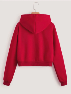 OEM de las mujeres 100% de algodón de lana recortada sudaderas con capucha Streetwear Puff DTG pantalla impresa personalizada de invierno tejido con capucha ropa en blanco - Product Image 3