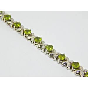 925 Sterling <b>Silver</b> Dainty <b>Bracelet</b> Natural Peridot Green Brutalist Handmade Fashion <b>Beaded</b> <b>Bracelet</b> - Product Image 4