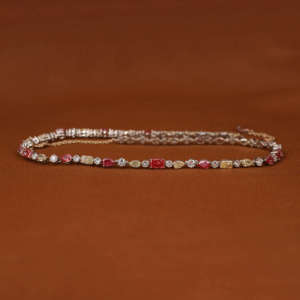 Collier de tennis de luxe en or massif 18KT avec diamants de laboratoire multiformes Chaîne de tennis glacée à la mode pour cadeau d'anniversaire - Product Image 1