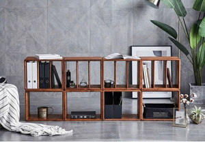 MODERN MODULAR ACACIA WOOD <b>STORAGE</b> BOX SET of 3 STACKABLE WOODEN ORGANIZER <b>CRATES</b> WATERPROOF & ECO-FRIENDLY for HOME OFFICE - Product Image 5