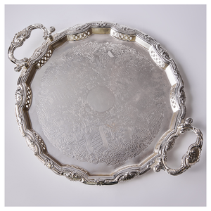 Bandeja de metal ecológica hecha a mano chapada en oro de lujo con diseño de borde dorado Estilo moderno para regalos de boda y Diwali - Product Image 4