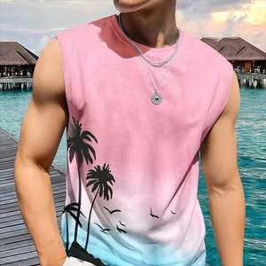 Summer Daily Casual <b>Men's</b> Fish Print Tank Top Seaside <b>Party</b> Style Fashion Sleeveless T-<b>Shirt</b> - Product Image 1