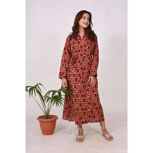 Bata de Kimono con patrón geométrico de algodón hecha a mano India para mujer, ropa de dormir Floral de retazos, albornoz ligero suave ropa de dormir - Product Image 3