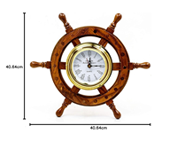 Jam Dinding Analog Quartz Dekoratif Model Roda Kapal Nautikal Gaya Kuningan Vintage untuk Rumah Kantor Rumah Pantai