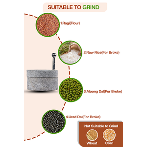 เครื่องโม่หินด้วยมือด้วยมือแบบดั้งเดิมงานแฮนด์เมดสำหรับโม่ธัญพืชแท้ขนาด9นิ้ว - Product Image 4