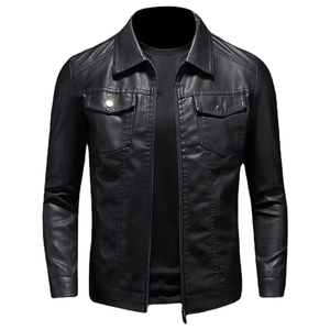 Chaqueta de cuero de imitación para hombres Chaquetas de carreras de bicicletas de motor Ropa de moda Tallas grandes Ropa para niños - Product Image 4