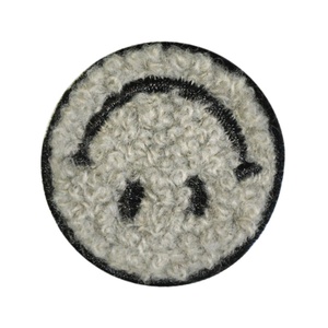Patch brodé circulaire en chenille avec visage souriant, thermocollant, pour vêtements, chapeaux, sacs, vestes, sacs à dos, artisanat DIY, décoration - Product Image 2