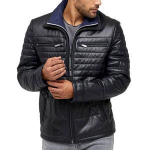 Marque personnalisée en cuir véritable, vêtements d'hiver pour hommes vestes en cuir/vente directe en usine veste en cuir de couleur unie pour hommes - Product Image 1