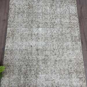 Alfombra de 3.4x7 pies, Alfombra Turca Vintage, Alfombra de Lana Gris Blanca Estilo Suroeste - Product Image 3