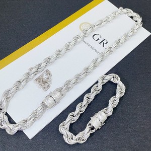 สร้อยคอเพชรโมอิสสีเงินประดับเพชรสีทอง18K ชุบทอง4mm สำหรับผู้ชาย - Product Image 4