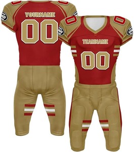 Uniformes de football américain à manches courtes imprimés par transfert de chaleur en polyester 100% respirant personnalisé de qualité supérieure Logo de l'équipe Adulte de grande taille - Product Image 1