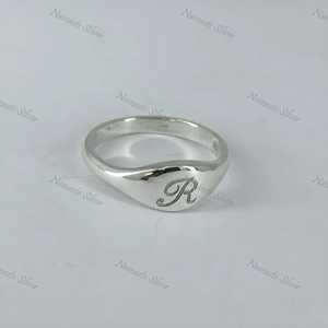 Custom Initial <b>Dainty</b> <b>Ring</b> 925 Sterling Silver Alphabet Letter <b>Ring</b> Handmade Personalized First Letter Wedding <b>Ring</b> Cut Stone - Product Image 5