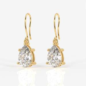 Lab Grown <b>Diamond</b> <b>Dangle</b> <b>Earrings</b> 18K Gold with Pear Cut Elegant <b>Diamond</b> Jewelry - Product Image 4