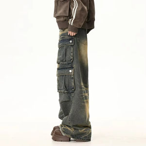 กางเกงคาร์โก้ทรงหลวมสไตล์สตรีทแวร์สำหรับผู้หญิง ขายส่งเสื้อผ้าแฟชั่น กางเกงยีนส์คาร์โก้สำหรับใส่เที่ยวเล่น - Product Image 4