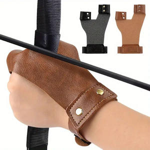 Gant de protection pour tir à l'arc à deux doigts, en cuir, pour arcs traditionnels et arcs à cheval, sangle de poignet réglable - Product Image 1