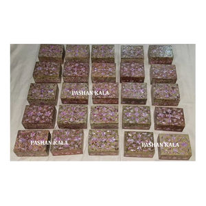 Cajas Decorativas de Piedra Natural con Incrustaciones de Diseño Indio Artesanal, de Alta Calidad, Ideales para Decoración del Hogar y Regalos - Product Image 1