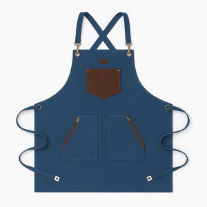 Tablier de cuisine classique et tendance, robuste, résistant à l'eau, en toile bleue, avec taille réglable et poches - Product Image 1