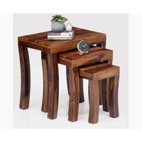 Ensemble de 3 tables basses industrielles, rustiques et empilables en bois, avec table d'appoint pour le salon, table de canapé d'Inde